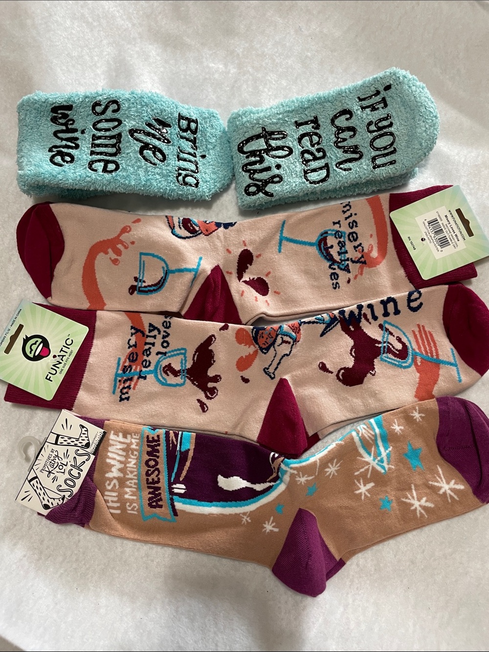 Wine Themed Women's Socks. NWT.